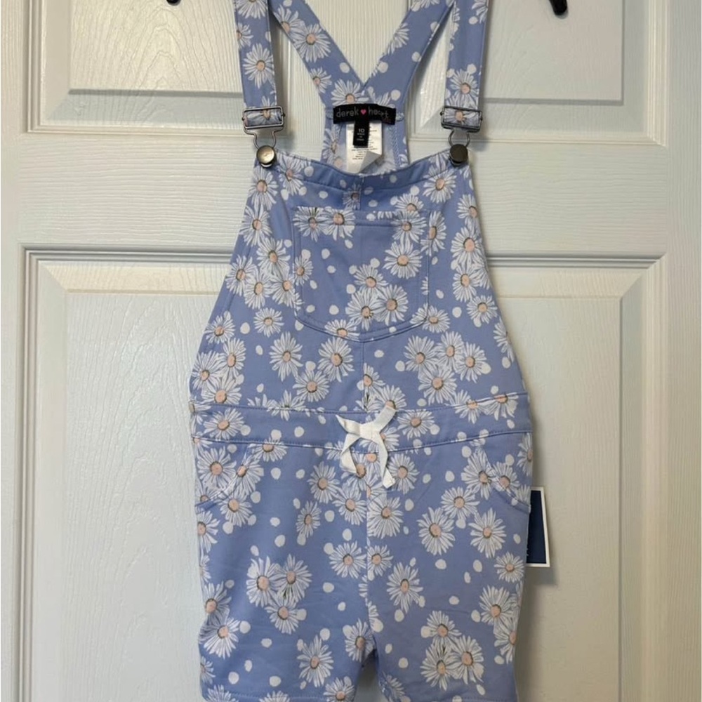Derek Heart Light Blue Floral Overalls
